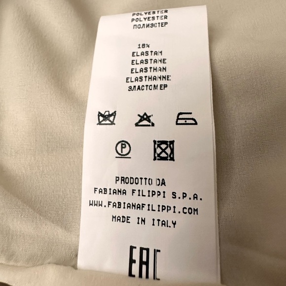 Fabiana Filippi Champagne Jewel Neck Long Sleeve Satin Dress - Picture 11 of 11